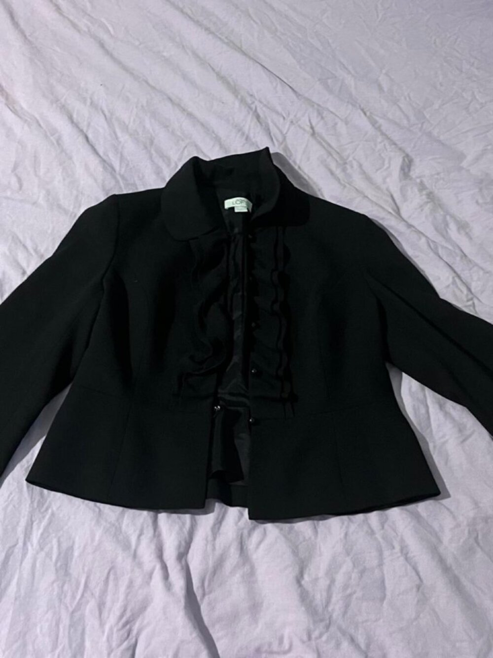 Ann Taylor Black Ruffle Jacket - Picture 1 of 6